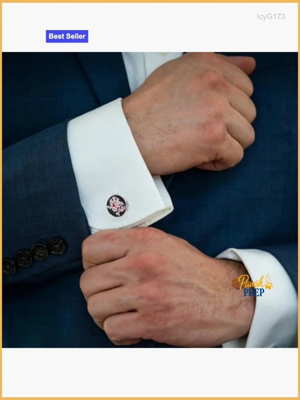 Round Cufflinks with Red Dragon Pattern in Presentation Case